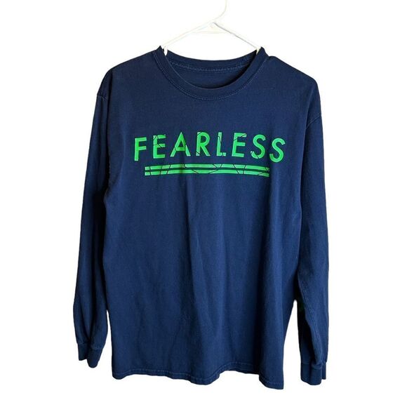 5 for $25🔥Medium Blue Long Sleeve Fearless Psalm 56 T-Shirt - Picture 1 of 5